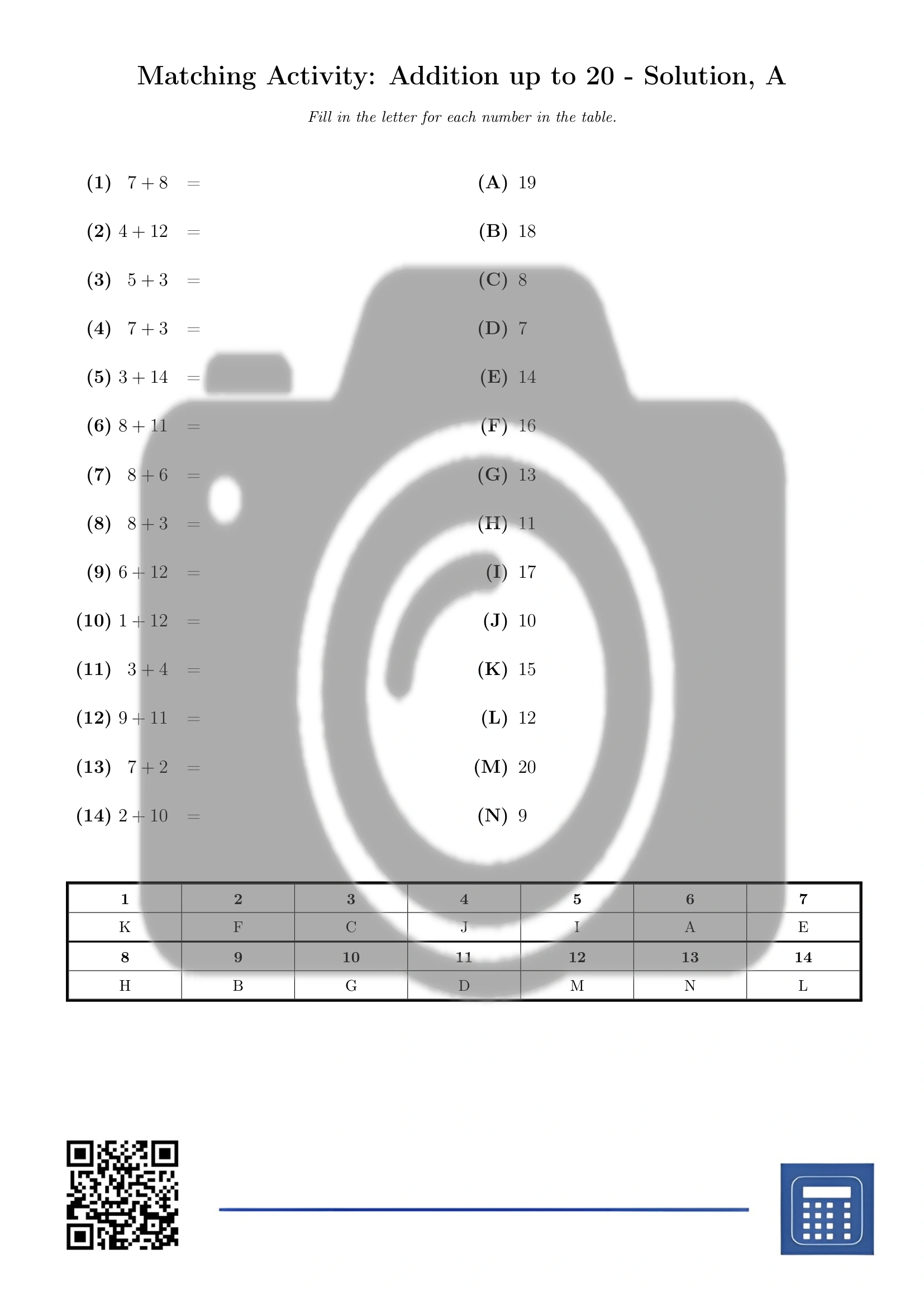 Matching activity: Addition up to 20 - Image 3