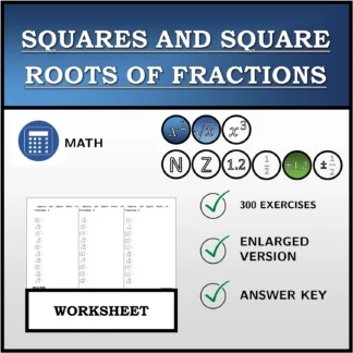 Worksheet: Squares and Square Roots of Fractions