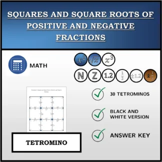 Tetromino: Squares and Square Roots of Positive and Negative Fractions