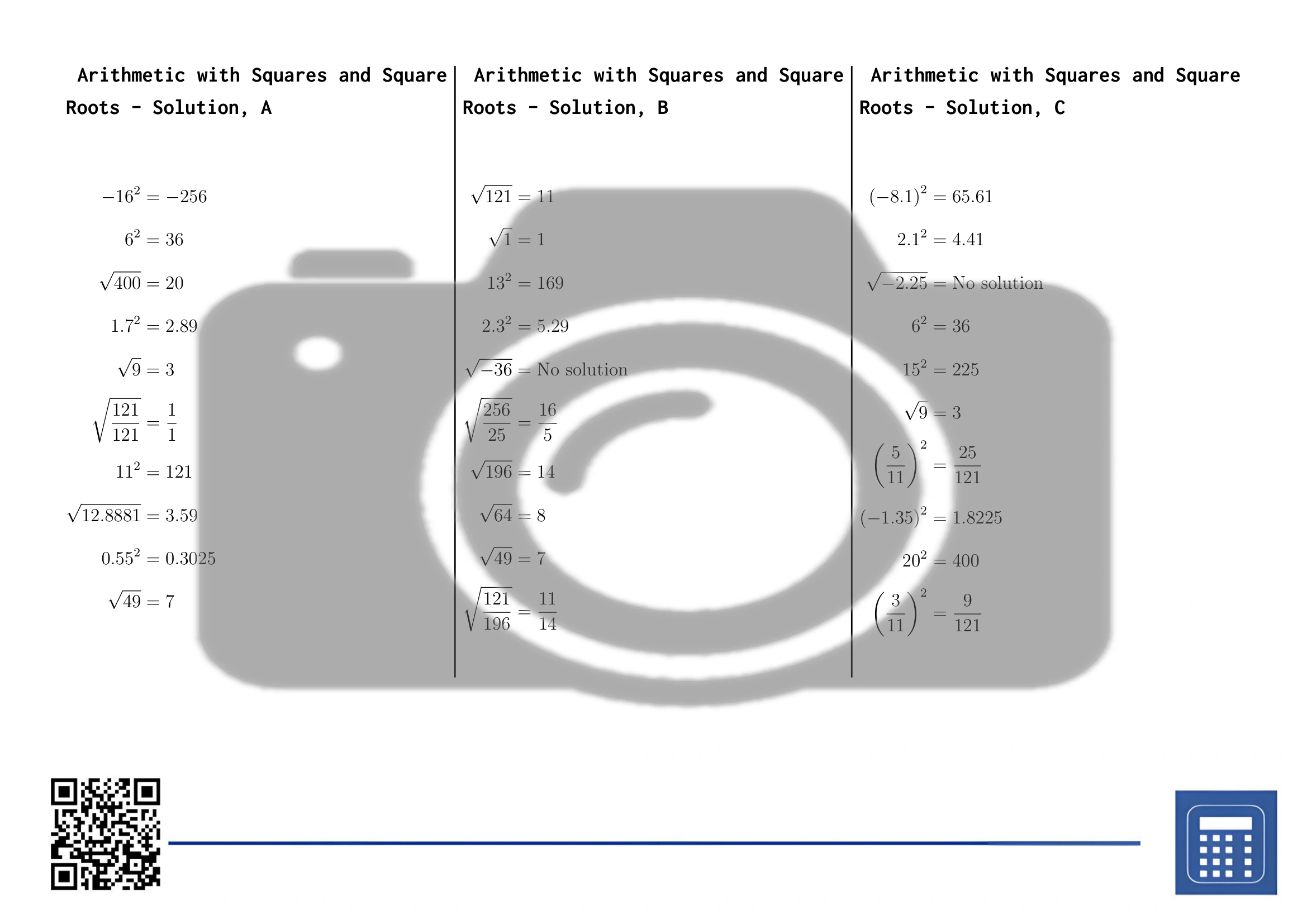 Worksheet: Arithmetic with Squares and Square Roots - Image 4