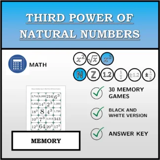 Memory matching game: Third Power Of Natural Numbers