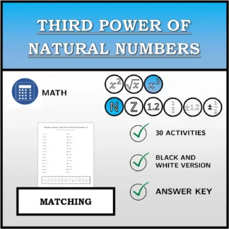 Matching activity: Third Power Of Natural Numbers