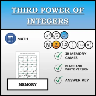 Memory matching game: Third Power Of Integers