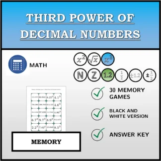Memory matching game: Third Power Of Decimal Numbers