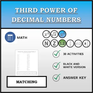 Matching activity: Third Power Of Decimal Numbers