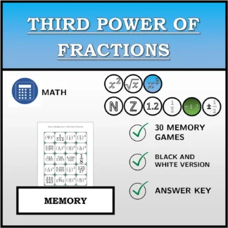 Memory matching game: Third Power Of Fractions
