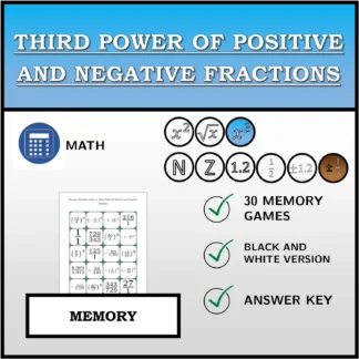 Memory matching game: Third Power Of Positive and Negative Fractions