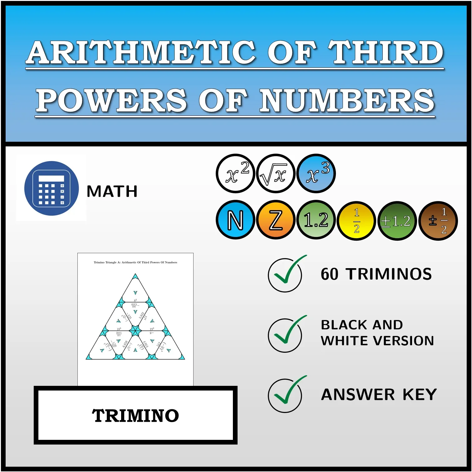 Trimino: Arithmetic Of Third Powers Of Numbers