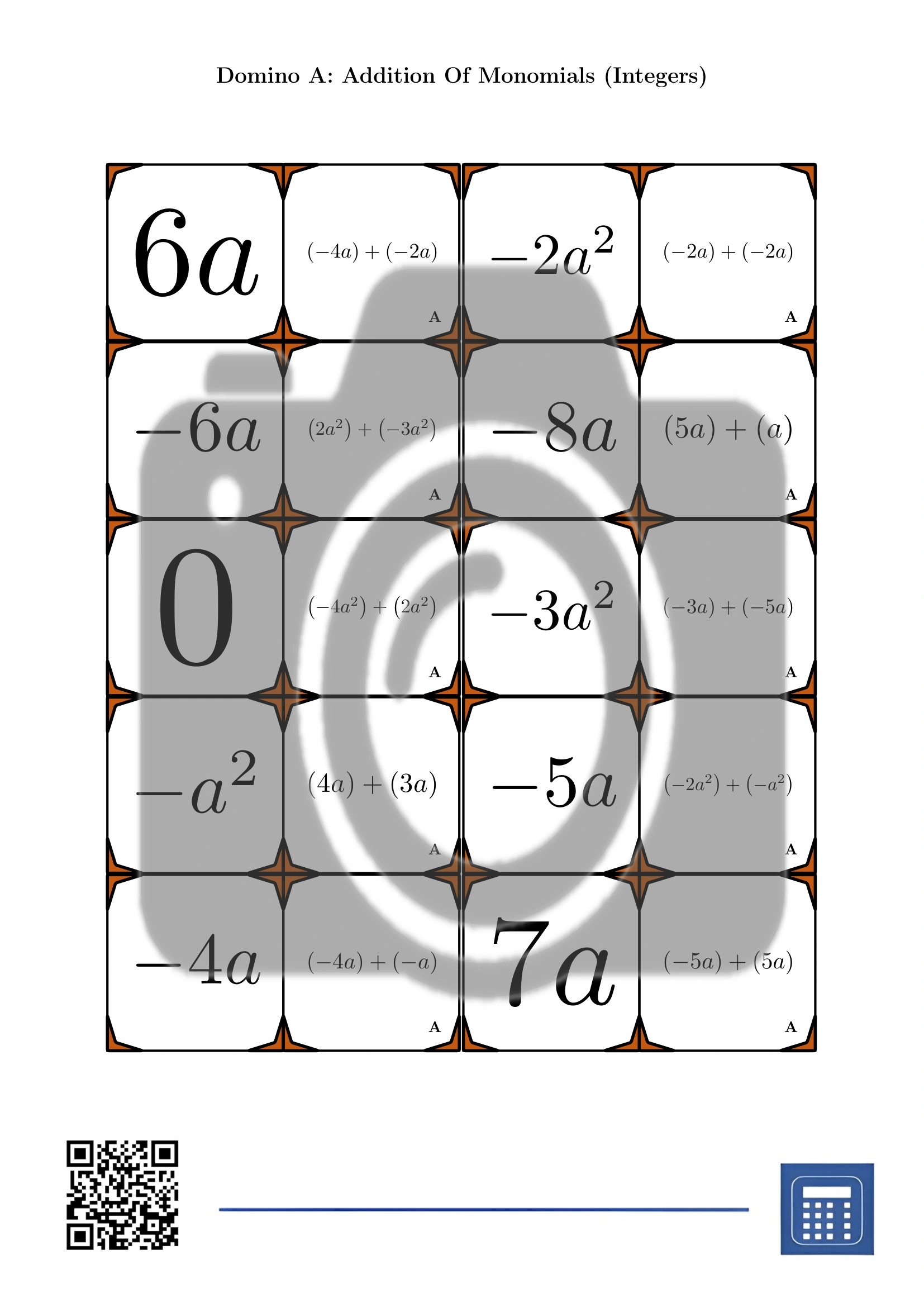 Domino: Addition Of Monomials (Integers) - Image 2