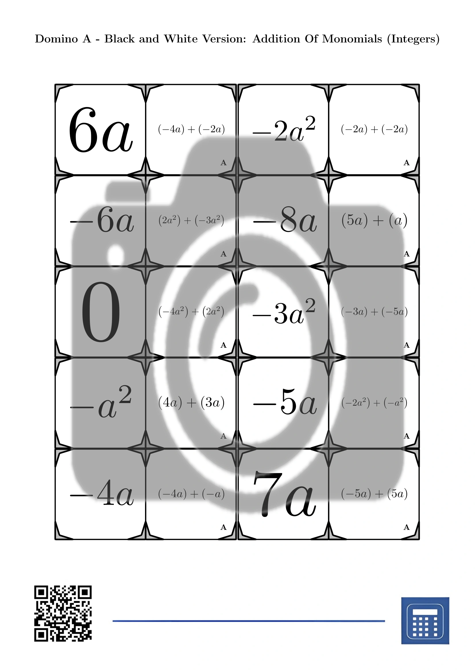 Domino: Addition Of Monomials (Integers) - Image 3