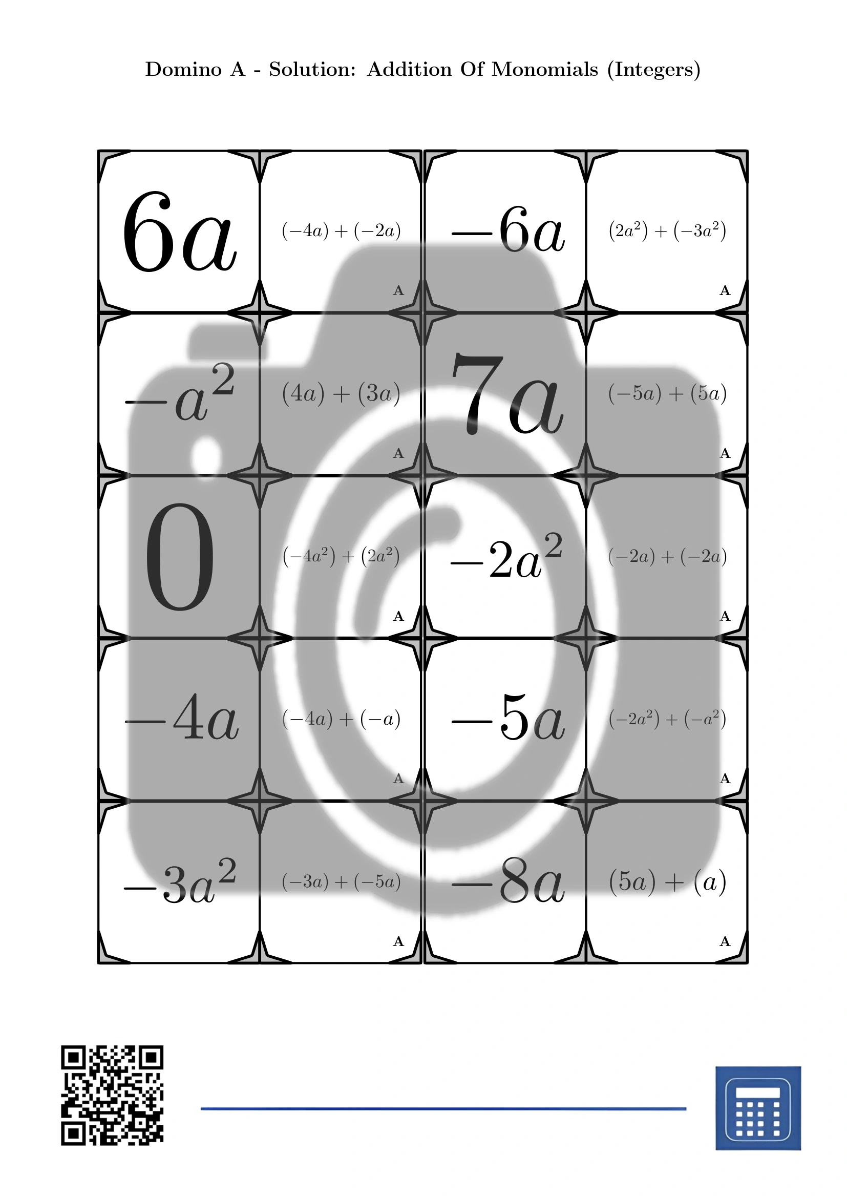Domino: Addition Of Monomials (Integers) - Image 4