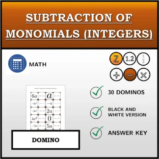 Domino: Subtraction Of Monomials (Integers)