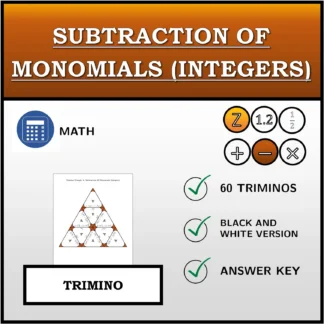 Trimino: Subtraction Of Monomials (Integers)