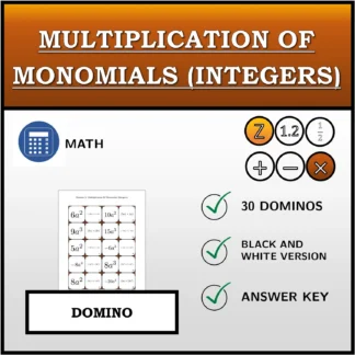 Domino: Multiplication Of Monomials (Integers)