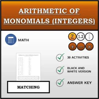 Matching activity: Arithmetic Of Monomials (Integers)