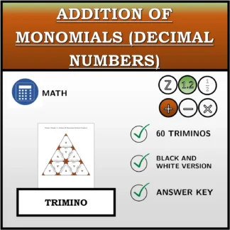 Trimino: Addition Of Monomials (Decimal Numbers)