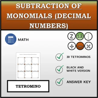 Tetromino: Subtraction Of Monomials (Decimal Numbers)