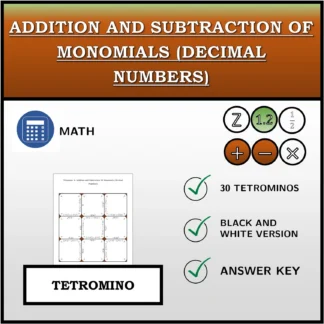 Tetromino: Addition and Subtraction Of Monomials (Decimal Numbers)