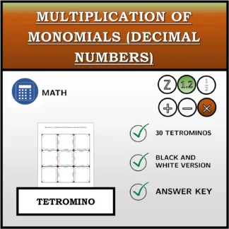 Tetromino: Multiplication Of Monomials (Decimal Numbers)