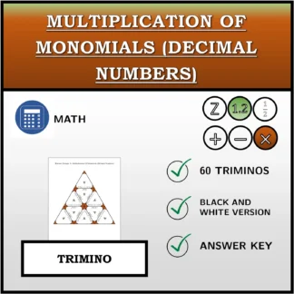 Trimino: Multiplication Of Monomials (Decimal Numbers)