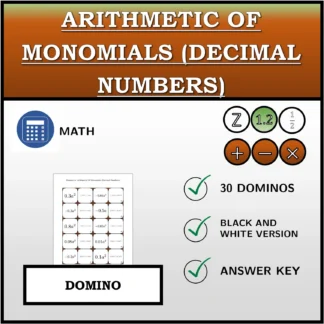 Domino: Arithmetic Of Monomials (Decimal Numbers)