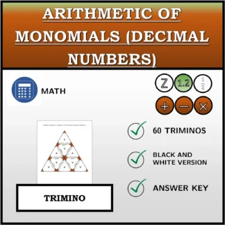 Trimino: Arithmetic Of Monomials (Decimal Numbers)