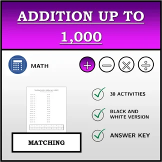 Matching activity: Addition up to 1,000
