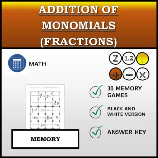 Memory matching game: Addition Of Monomials (Fractions)
