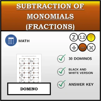 Domino: Subtraction Of Monomials (Fractions)