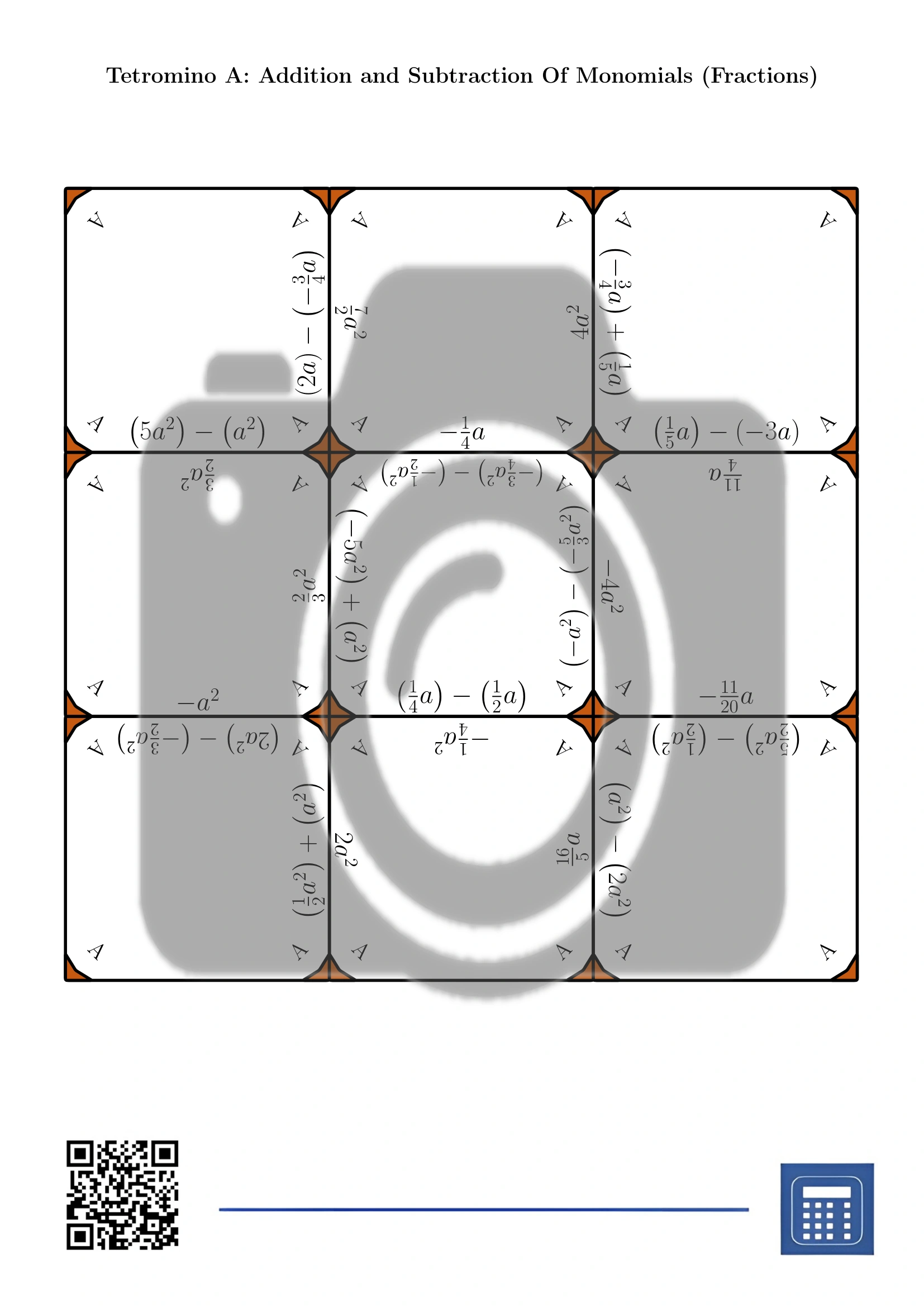 Tetromino: Addition and Subtraction Of Monomials (Fractions) - Image 2
