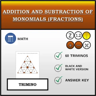 Trimino: Addition and Subtraction Of Monomials (Fractions)