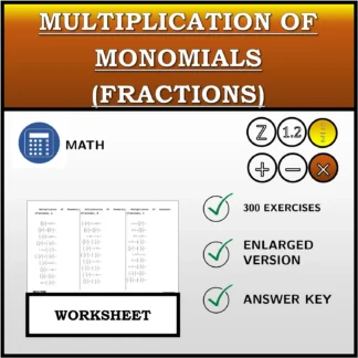 Worksheet: Multiplication Of Monomials (Fractions)