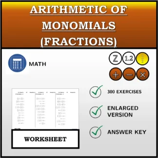 Worksheet: Arithmetic Of Monomials (Fractions)