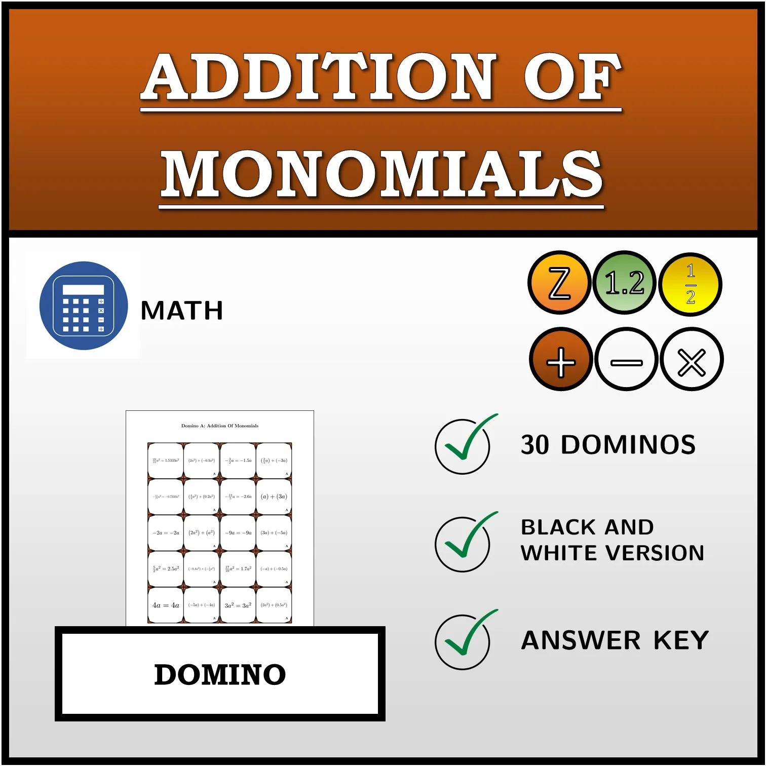 Domino: Addition Of Monomials