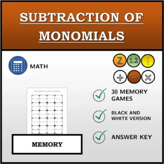 Memory matching game: Subtraction Of Monomials