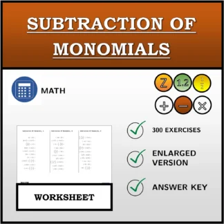 Worksheet: Subtraction Of Monomials