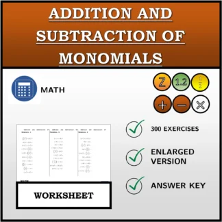 Worksheet: Addition and Subtraction Of Monomials