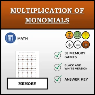 Memory matching game: Multiplication Of Monomials
