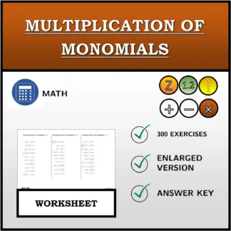 Worksheet: Multiplication Of Monomials