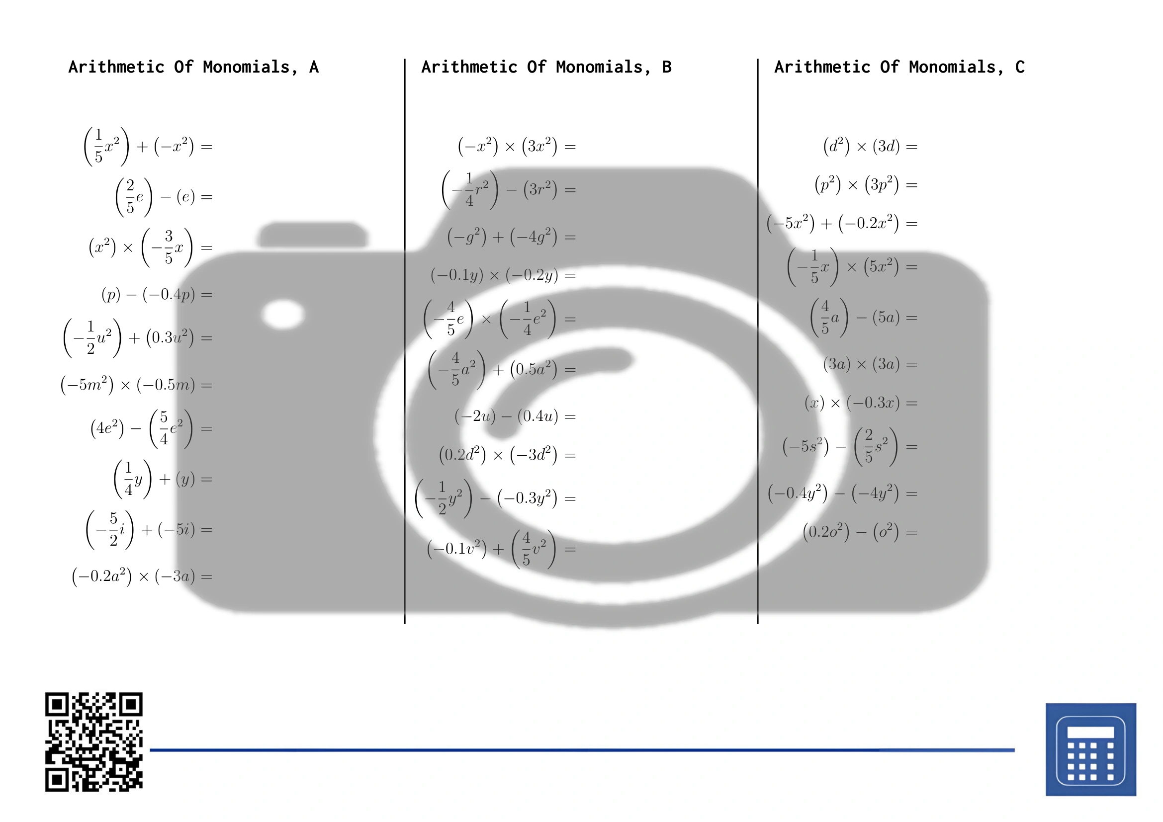 Worksheet: Arithmetic Of Monomials - Image 2