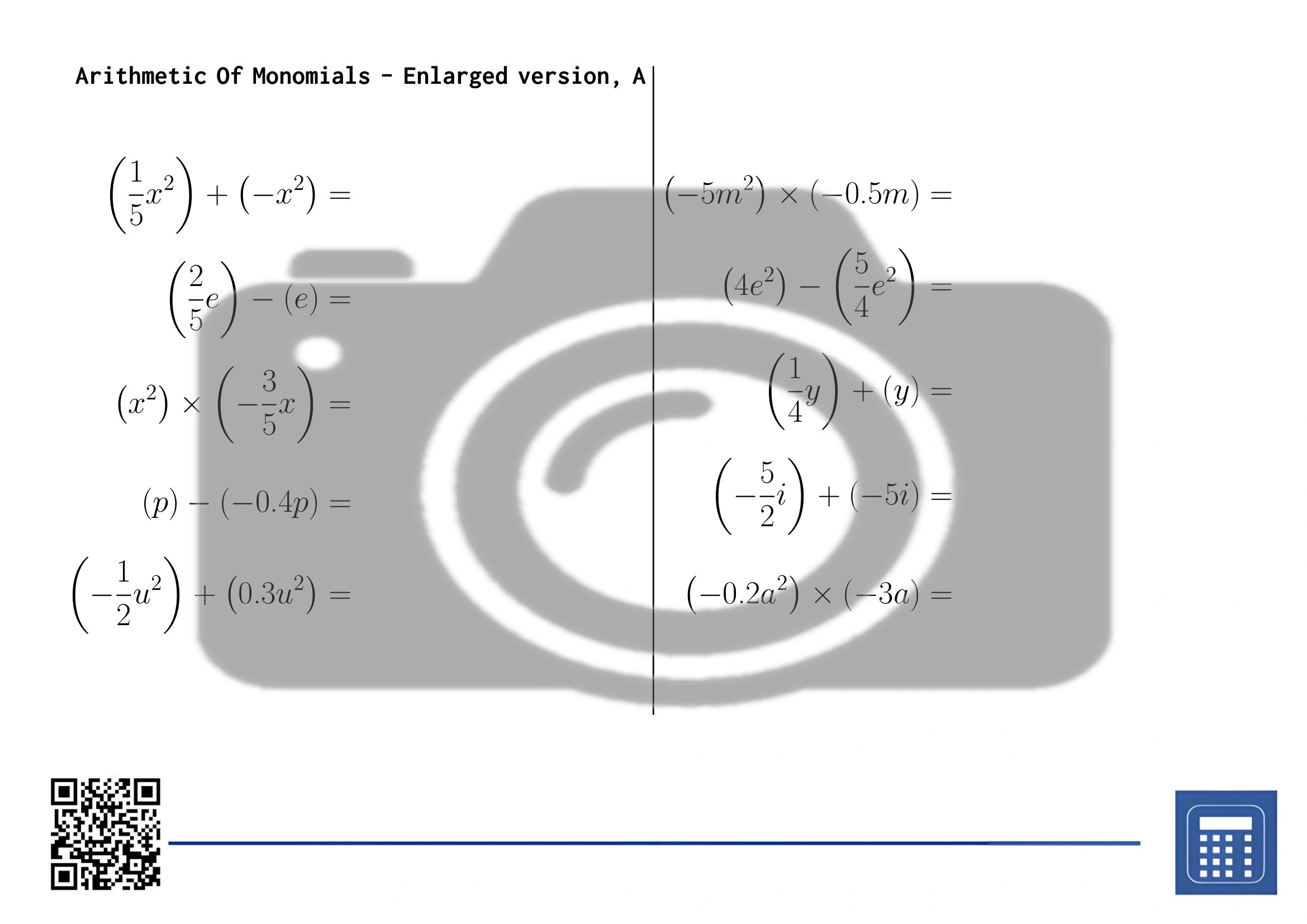 Worksheet: Arithmetic Of Monomials - Image 3