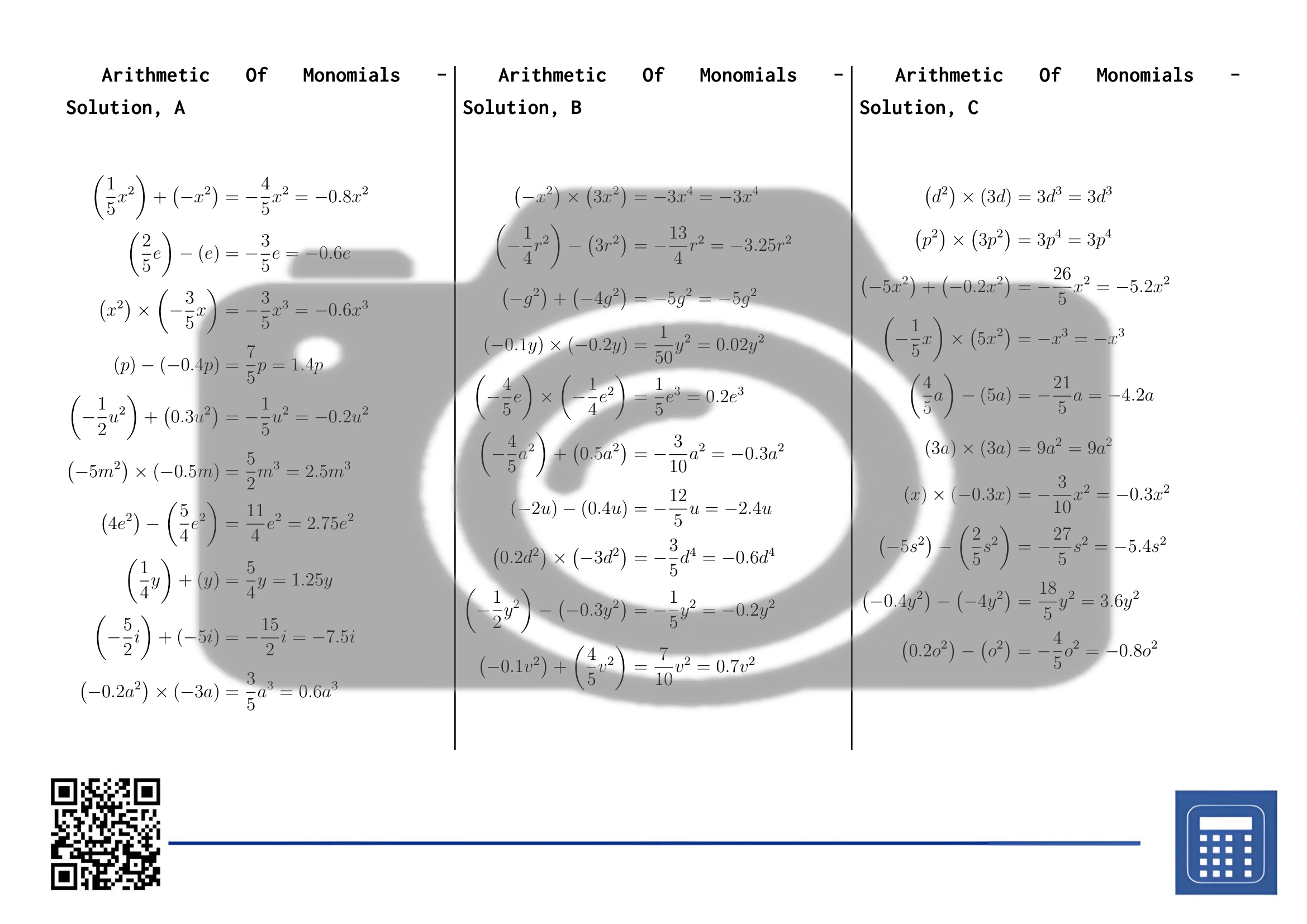 Worksheet: Arithmetic Of Monomials - Image 4