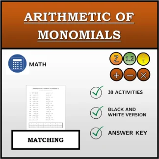 Matching activity: Arithmetic Of Monomials