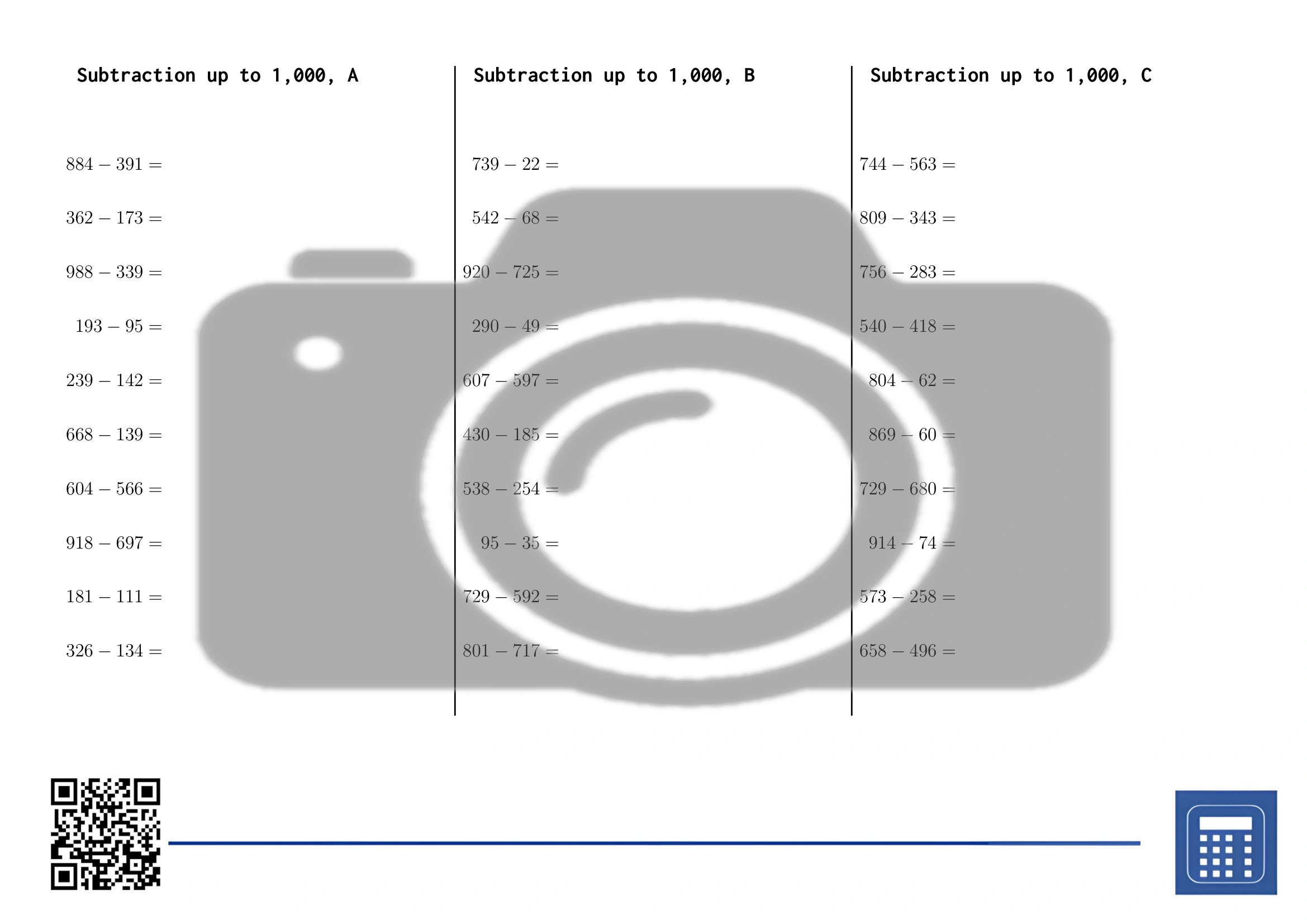 Worksheet: Subtraction up to 1,000 - Image 2