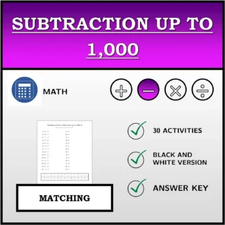 Matching activity: Subtraction up to 1,000