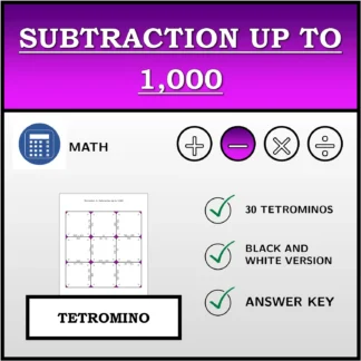 Tetromino: Subtraction up to 1,000