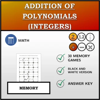 Memory matching game: Addition Of Polynomials (Integers)