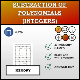 Memory matching game: Subtraction Of Polynomials (Integers)