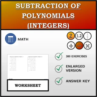 Worksheet: Subtraction Of Polynomials (Integers)