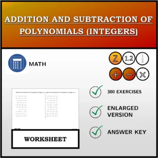 Worksheet: Addition and Subtraction Of Polynomials (Integers)